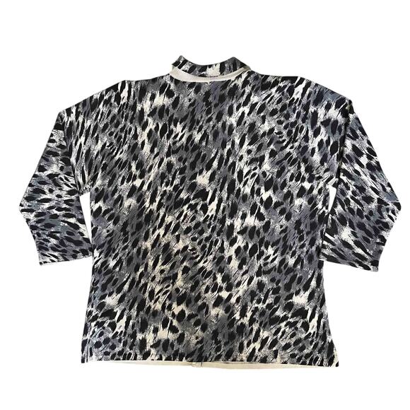Women's Irka Collared Button-Up Animal Print Sweater  Silk Blend Size XL - Picture 3 of 5